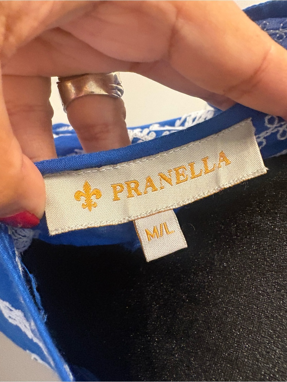 PRANELLA Blue Embroidered Tie-Shoulder Maxi Dress - Picture 3 of 12